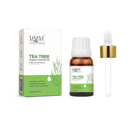 Lavaya Tea Tree Essential Oil for Skin & Hair Care, Scalp, Aromatherapy |100% Pure & Natural Therapeutic Grade, Undiluted, Ecocert Cosmos Organic Certified| Mentha Piperita |15ml