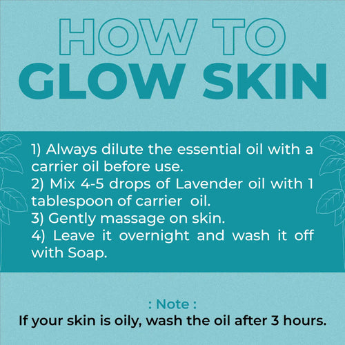 Instructions for using Tea-Tree oil to achieve glowing skin on a green background