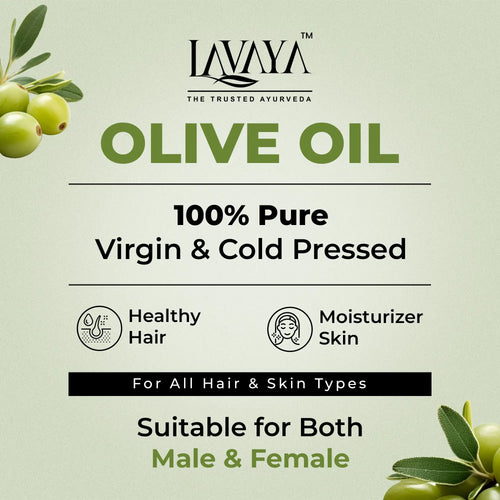 Lavaya Olive Oil – 100% Pure Virgin & Cold Pressed for Healthy Hair and Moisturized Skin, suitable for all hair and skin types, male and female.