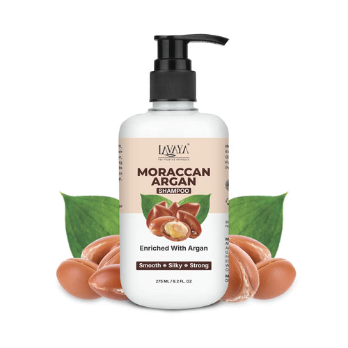 Lavaya Moroccan Argan shampoo bottle with pump on a white background
