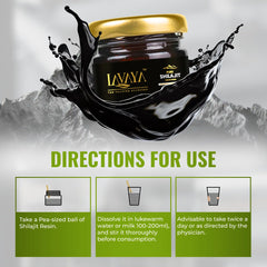 Lavaya Shilajit Resin Direction Of Use with Glass Jar