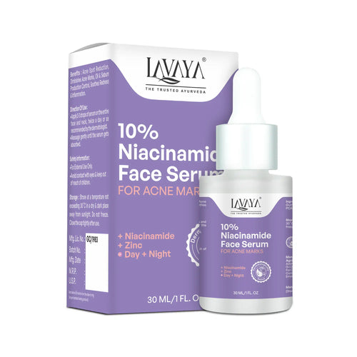 Lavaya 10% Niacinamide Face Serum packaging on a white background