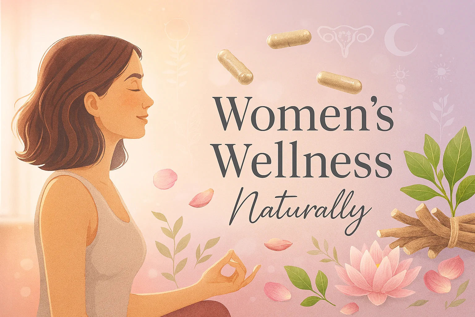 Women's wellness with KSM-66 Ashwagandha meditation and natural botanicals