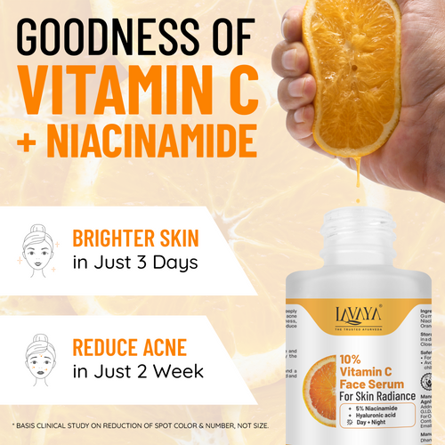 10% Vitamin C Face Serum For Radiant Skin | 10% Vitamin C + 5% Niacinamide | Lightweight Non Sticky Water-Based Serum | Ultra-Stable Vitamin C Face Serum For Men and Women | 30 Ml