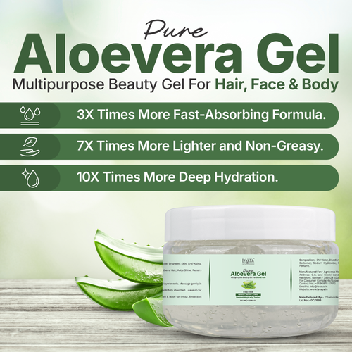 Pure Aloe Vera Gel 120g for Face, Hair & Skin | Natural Hydrating, Moisturizing, Soothing Gel | Anti-Acne, After-Sun,Hair Styling, Anti-Dandruff | Multipurpose Herbal Gel for Men & Women