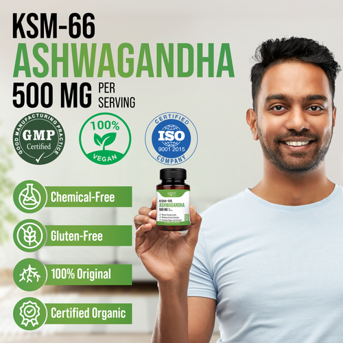 Ashwagandha KSM-66 Capsules 500mg (60 Veg Capsules)
