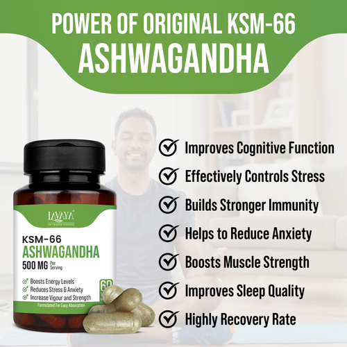 Ashwagandha KSM-66 Capsules 500mg (60 Veg Capsules)