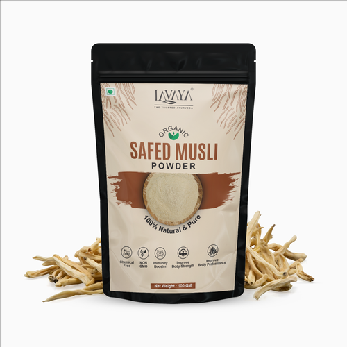 Safed Musli Root Powder — Organic Ayurvedic Herb | Natural Strength & Vitality Support | 100 gm