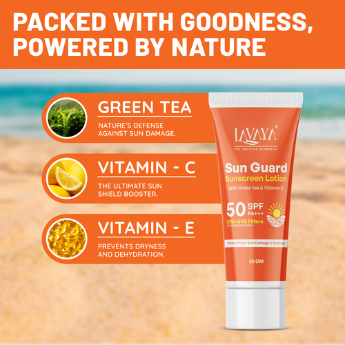 Sunguard Sunscreen Lotion SPF 50 PA+++ I For Oily, Dry, Acne-prone Skin | Ultra Lightweight Texture I Non-Greasy I Broad Spectrum Protection & Blue Light Protection | For Men & Women | 50 g