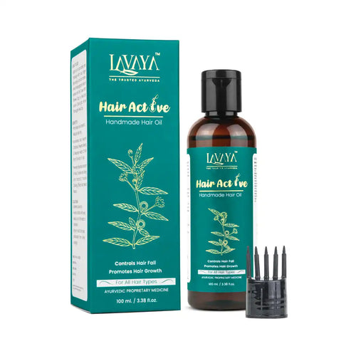 Lavaya Hair Active hair oil bottle and packaging on a white background