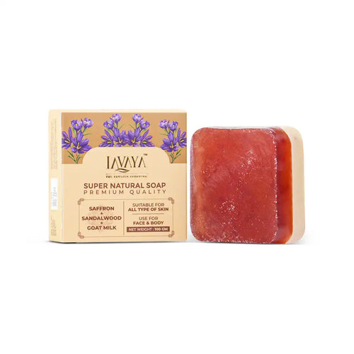 Lavaya Super Natural Soap with  packaging on a white background